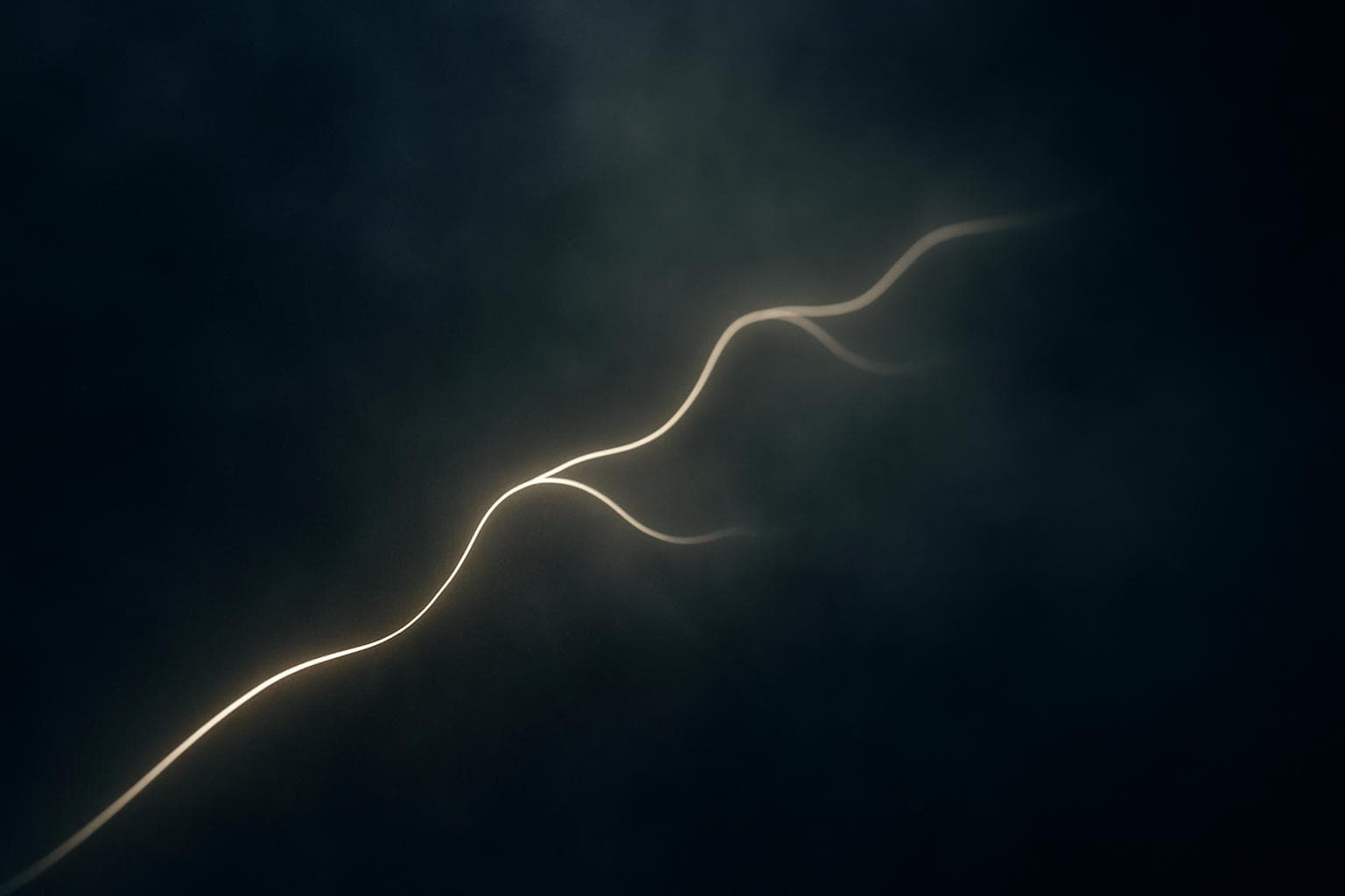 Luminous thread tracing a deliberate path through a dark space, conceptual editorial image for chain-of-thought reasoning